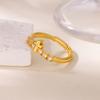 Red Zircon Shell Stainless Steel Heart Rings 18K Gold-plated Anti Fading Open Ring for Women Jewelry Vacation Accessories Gifts