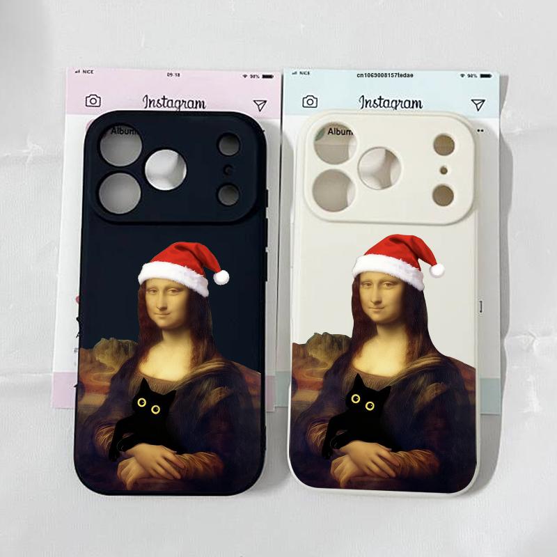 Art Aesthetic Funny Christmas Mona Lisa Phone Case for IPhone 17Air 17Pro 17 16 15 14 13.12 11 Pro Max Soft Silcone Back Cover