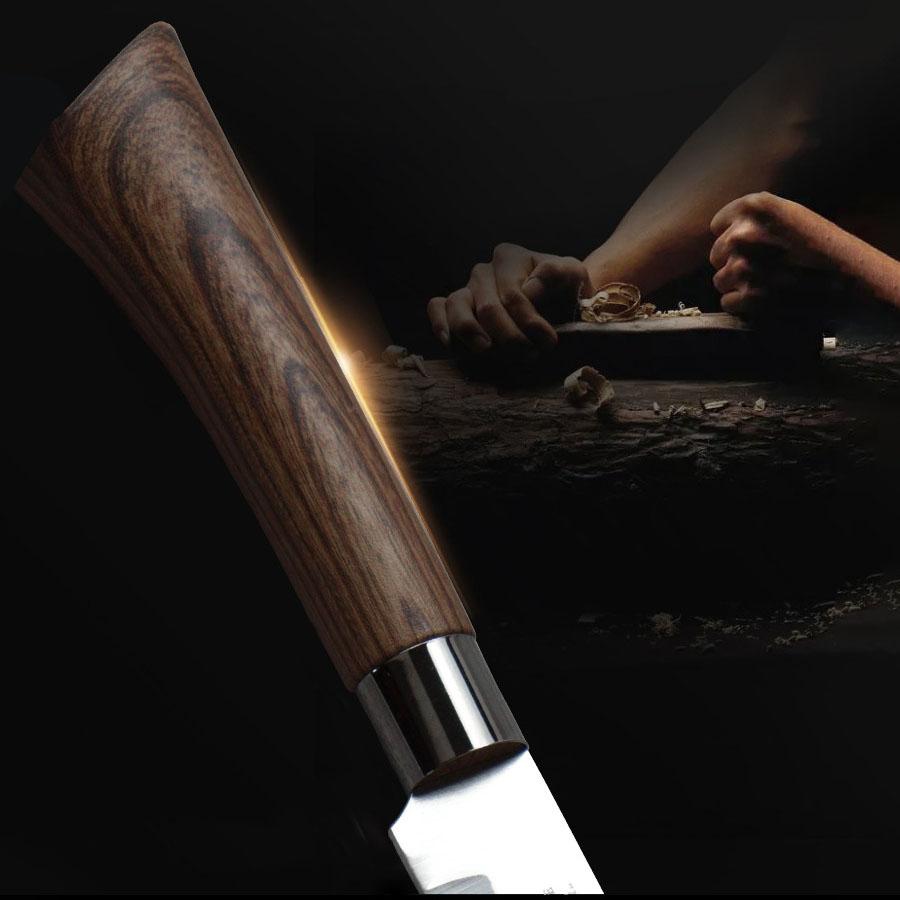 Portable Multifunctional Kitchen Knife Meat Cutter Household Auxiliary Food Wooden Handle Knife Stainless Steel Kitchen Knife