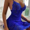 Temptation Transparent Blue Lace Adult Female Nighty Sexy Lingerie Women Underwear Sleepwear Babydolls Dress Panties Pijamas Set