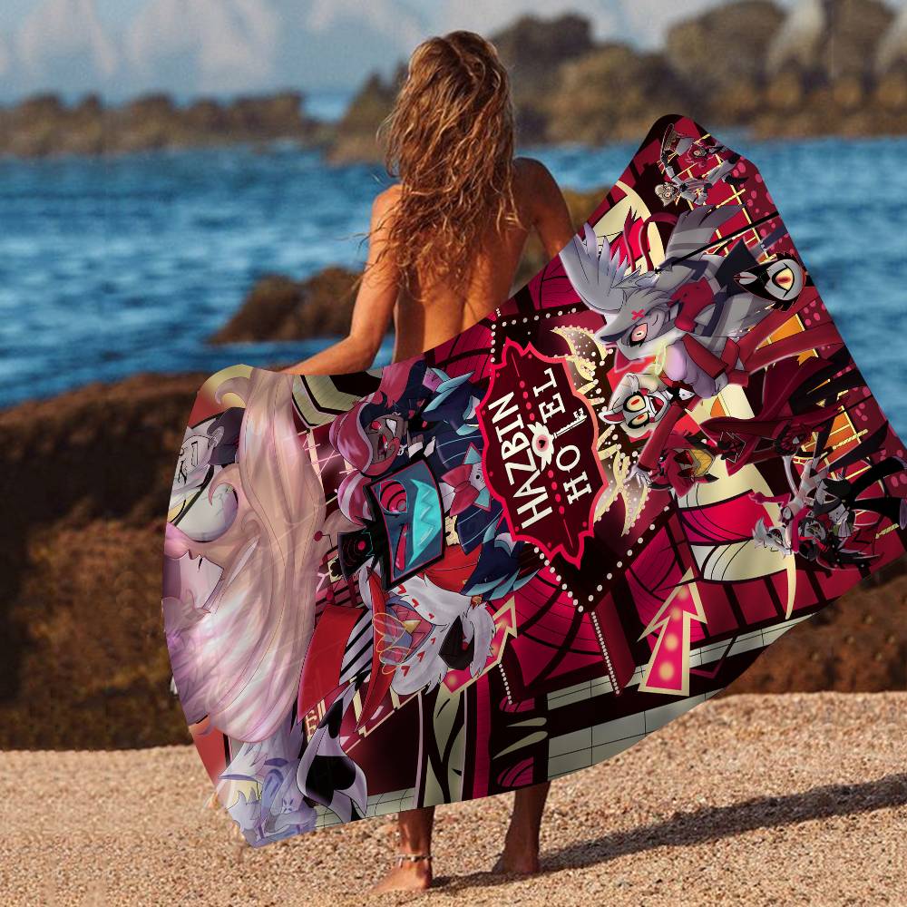 Cartoon Hazbin Hotel Bath Towel Microfiber Soft Water Absorbing Breathable For Girl Kids Decorative Cartoon Beach Towel