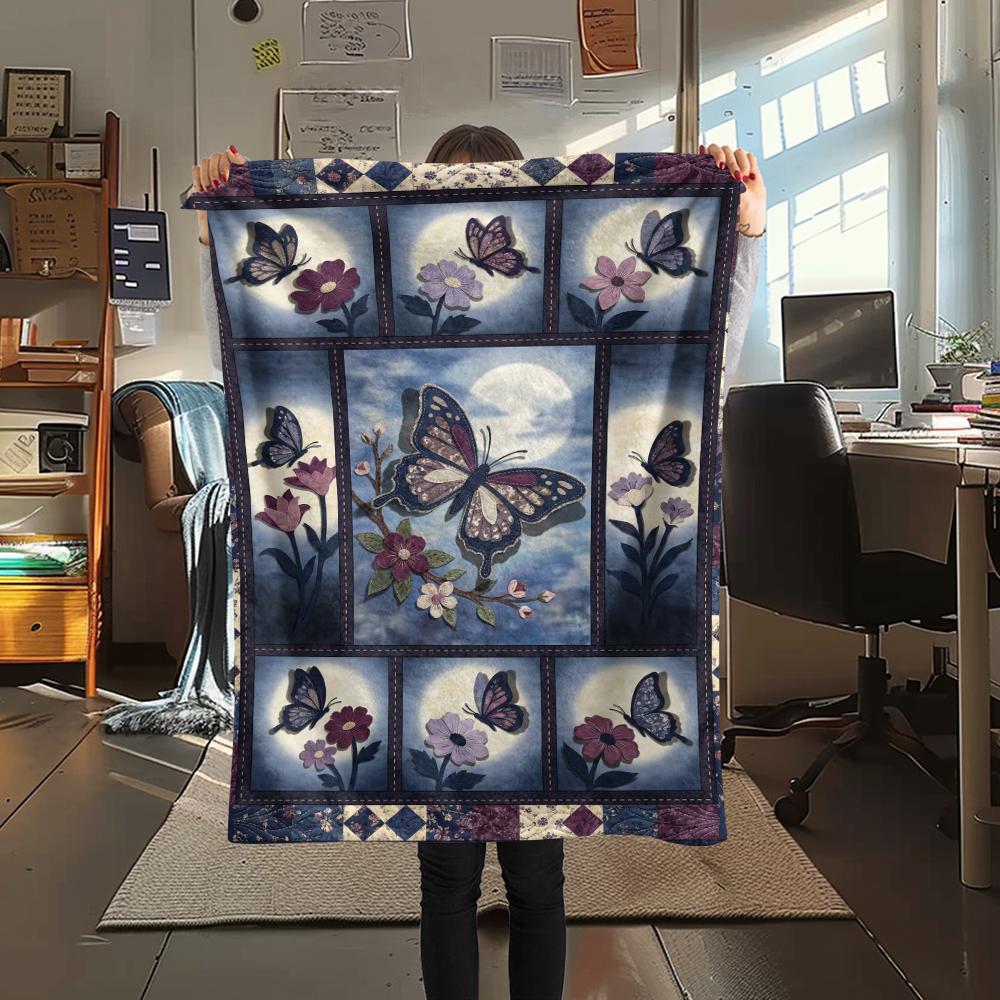 Butterfly Decoration Print Flannel Blanket, High Quality Comfortable for All Seasons, Home Decor, Warmth and Comfort, Perfect for Christmas Gifts33