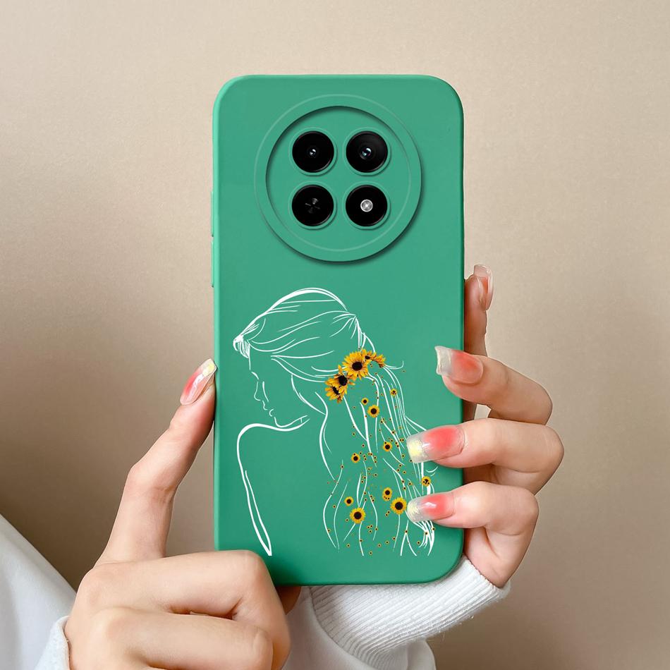 For OPPO Realme 12X 5G Phone Cases Cartoon Liquid Silicone Full Coverage Anti Drop Shell For Realme12 X Back Covers Bumper Funda