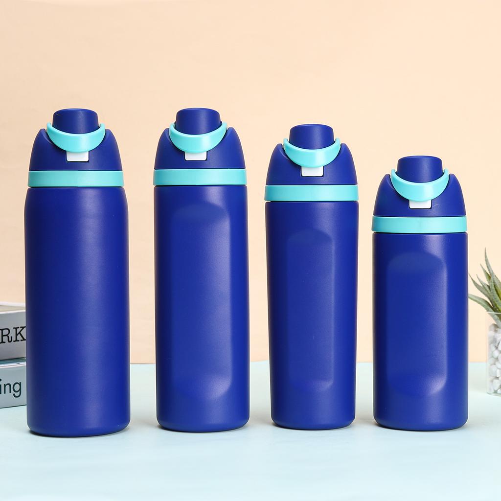 304 stainless steel water bottle - Large capacity portable bouncing insulated cup - Handheld double drinking straw cup