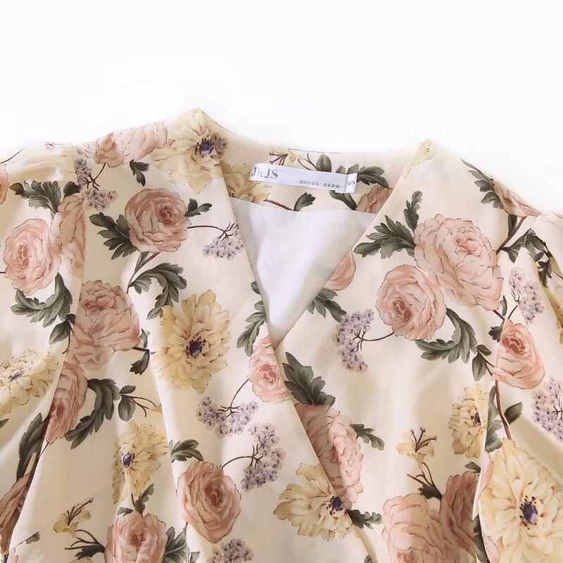 Elegant French Chinese Style Slit Chiffon Dress