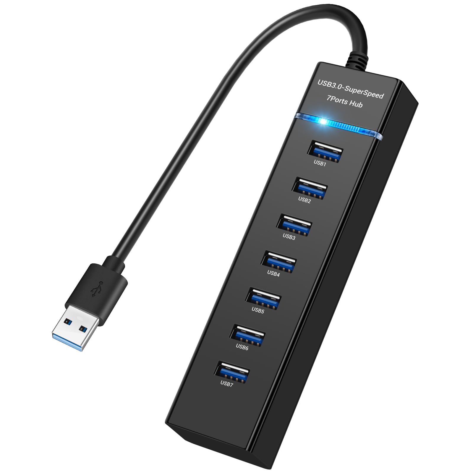

Новый 7-портовый USB-концентратор, кабель 30 см, высокоскоростной USB-концентратор с передачей данных 5 Гбит/с, длинный кабель расширения USB для Flash Mobile Hard [выпуск 2024 г.] 3.0 ПК, ноутбук, диск,