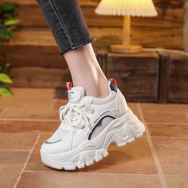 Inner Height Increase Dad Shoes Women's Small 2025 Spring New Thick-soled Mesh Breathable Casual Sports Little White Shoes
