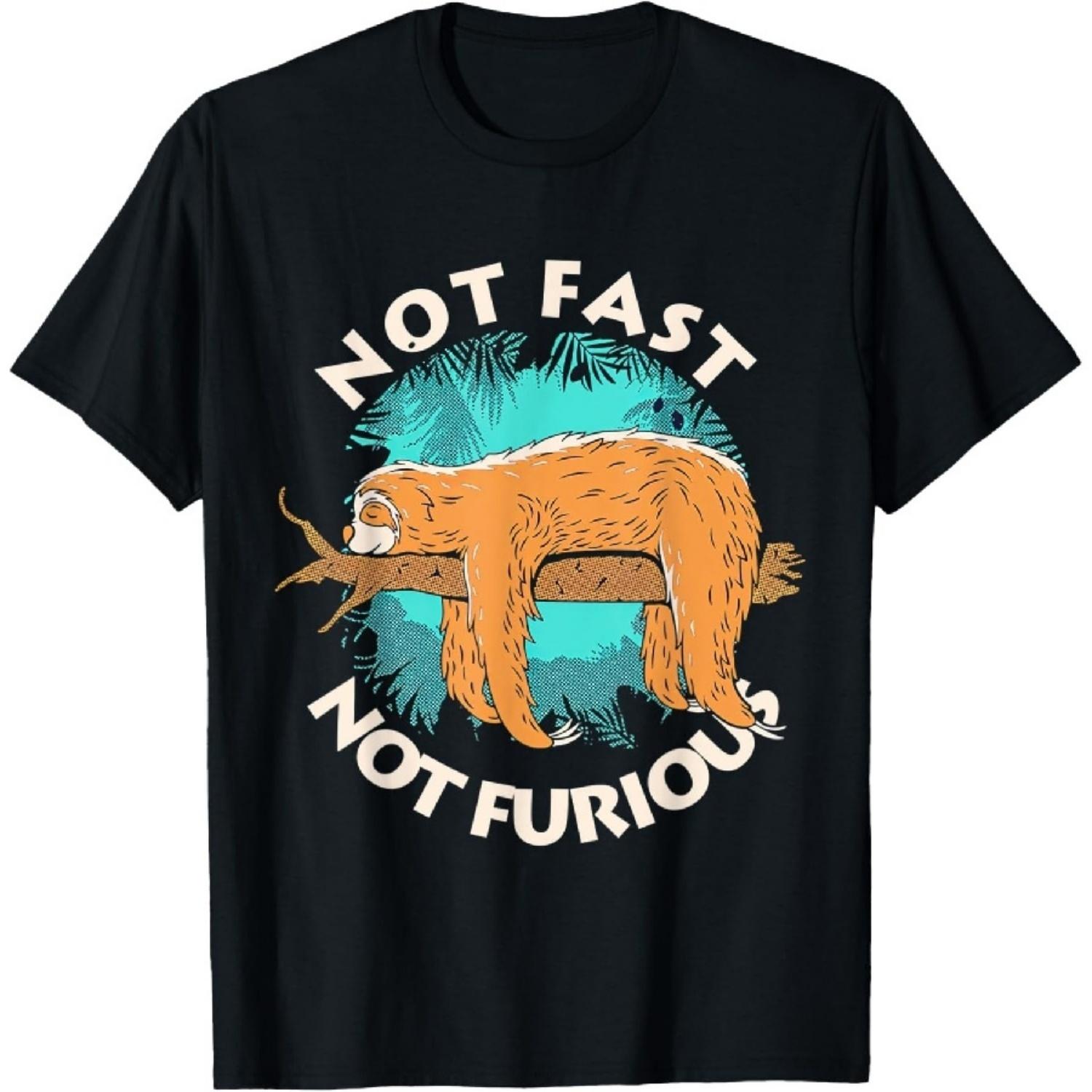 Sloth Not Fast Not Furious Lazy Sloth Sleping Sleepy T-Shirt XXXXXL разноцветный