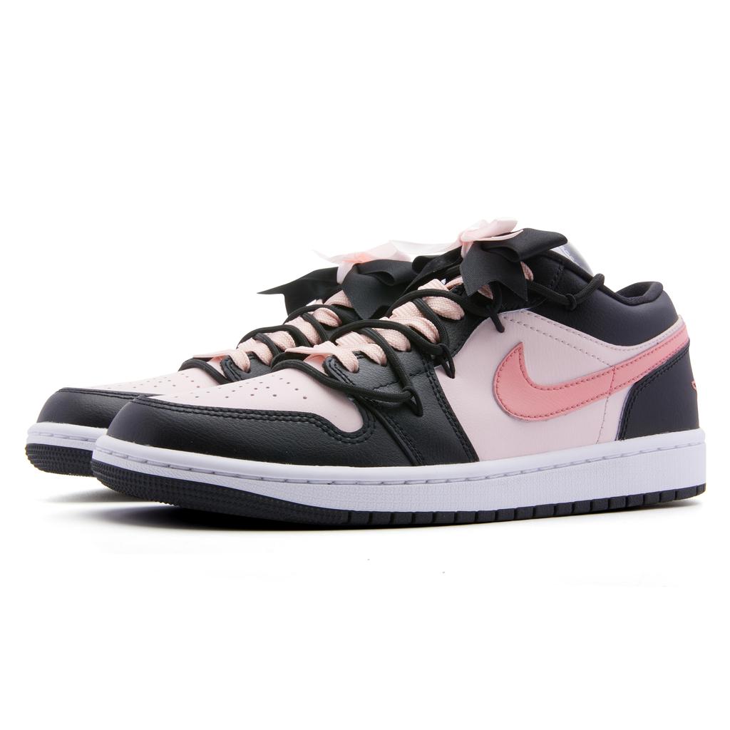 Jordan Air Jordan 1 Slip Resistant Abrasion Resistant Low top Vintage Basketball Shoes Women's Black Pink DC0774-101(Team44-B)