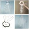 White Bridal Veil Mesh Flower Wreath Portable Marriage Headwear  Outdoor Wedding Guest