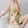 Anti-bumping Pajamas Women's Summer Vest Shorts Set Cotton and Silk Loungewear Can Be Worn Outside Loose Large Size Sweet and Cute