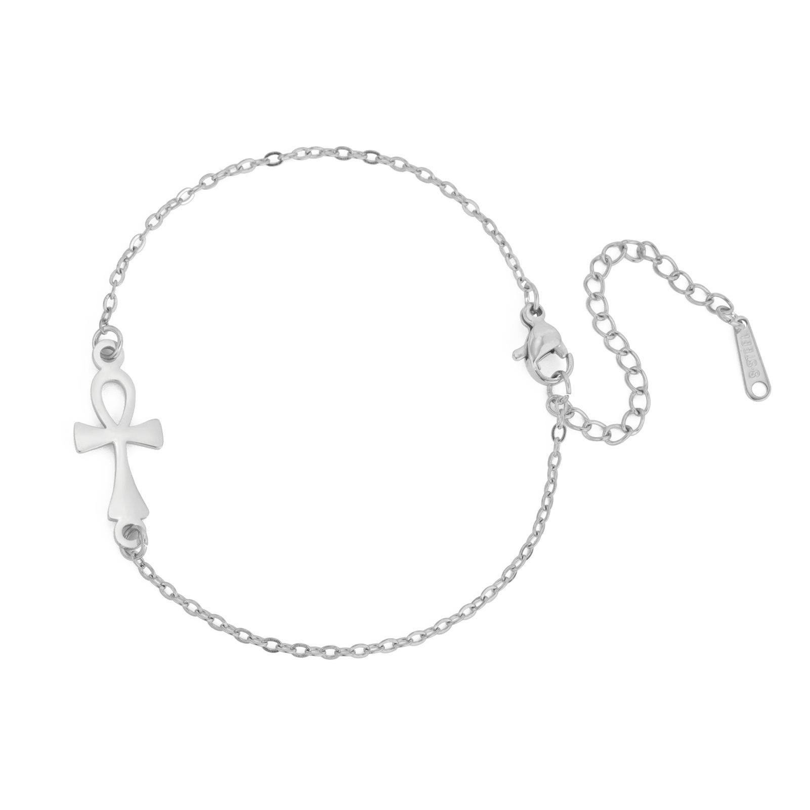 Titanium Steel Double Opening Cross Pendant Bracelet Simple Fashion Hip Hop Jewelry Fade Resistant