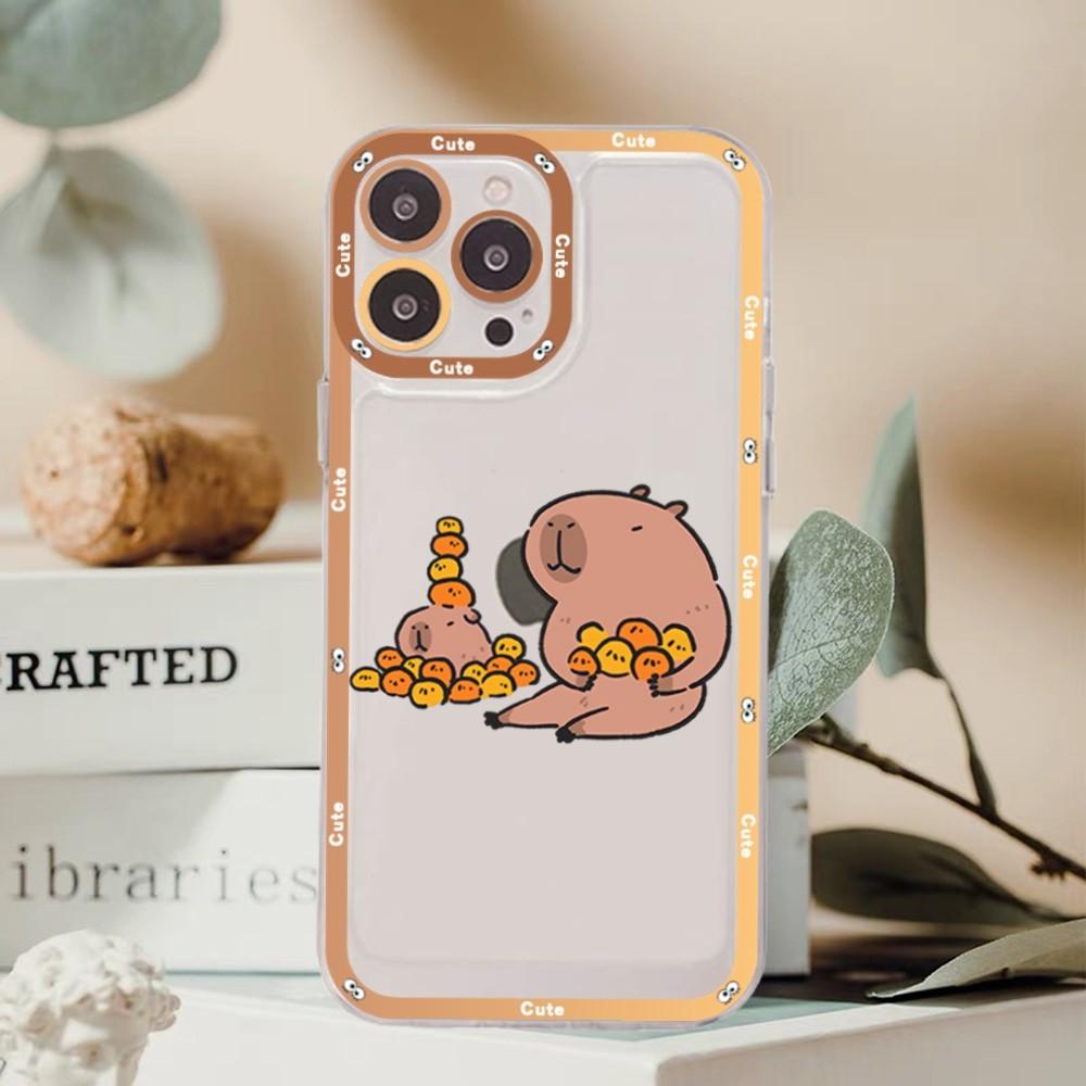 Cartoon Capybara Phone Case For iPhone 15 11 12 13 14 Mini Pro Max XR X XS TPU Clear Case