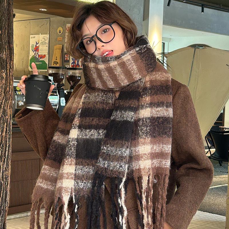 11 New Autumn and Winter Warm Scarf Female Mohair Lengthened and Thickened Scarf Atmosphere High-end Shawl Wholesale