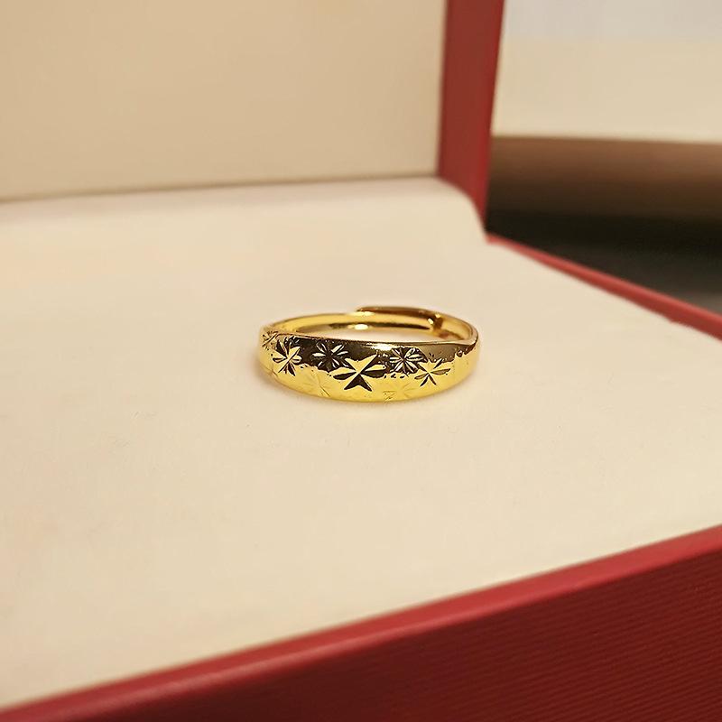 Malaysia Vietnam Sand Gold Ring Men And Women Gold-Plated Gypsy Stars Open Sand Surface Couple Ring