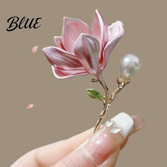 Long-lasting Brooch Magnolia Zinc Alloy Pin with Oil Dripping Process