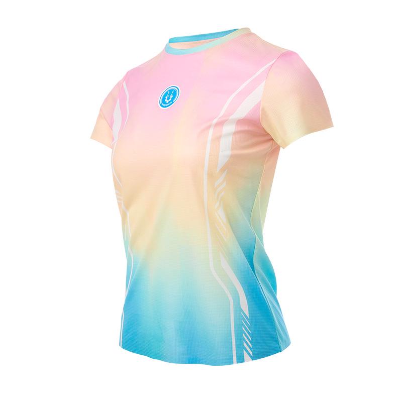 

Женский топ тай-дай с коротким рукавом, быстросохнущий, светоотражающий, для йоги и фитнеса XXL [Height 168-180 cm] [Weight 135-150 kg]