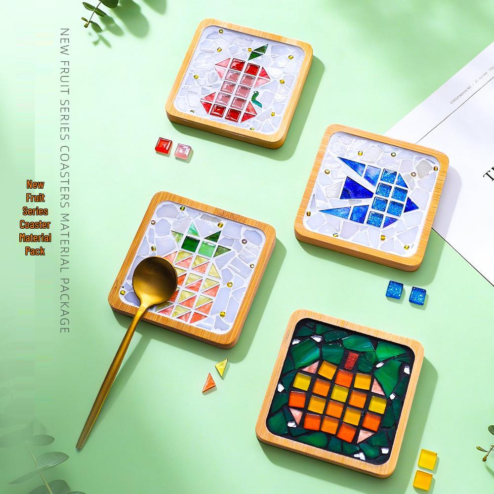 Handmade Mosaic Fruit Coaster DIY Kit: Children's Puzzle Craft for Kindergarten Team Building