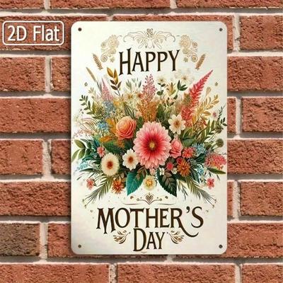 Vintage Floral Mother Day Tin Sign 8x12 Inch Farmhouse Wall Art Metal Decor