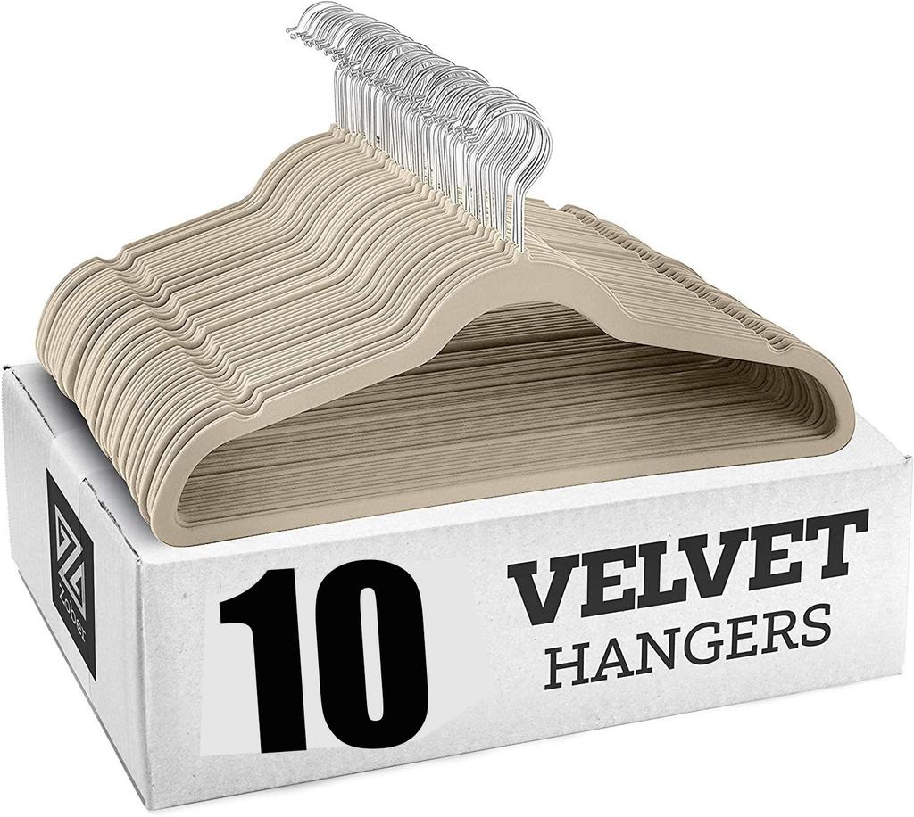 10PCS Velvet Non-Slip Clothes Hangers,45CM Space Saving Ultra Slim Hanger for Coat Pants Dress,Wardrobe Storage Adult Magic Rack