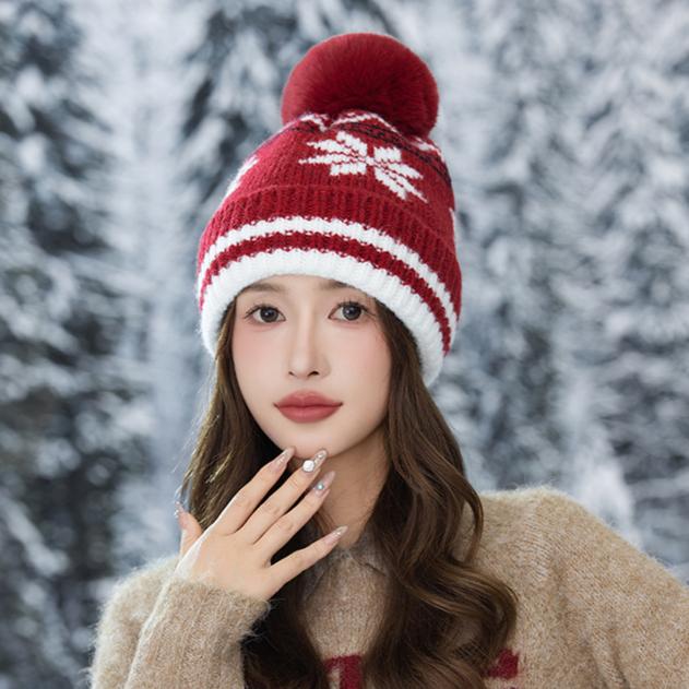 Autumn and Winter Hat Women's Big Head Circumference Knitted Wool Hat Rabbit Hair Plush Thermal Hat