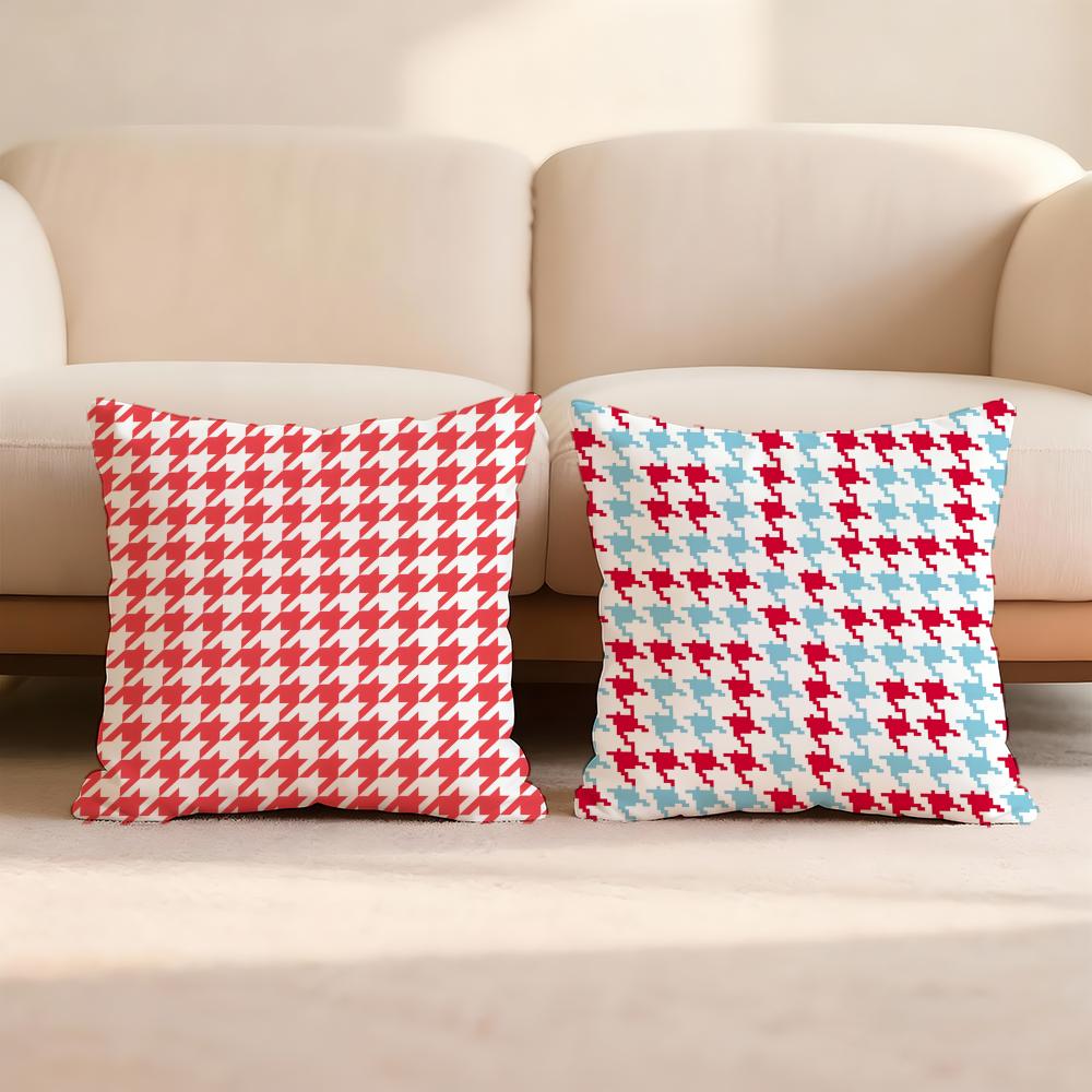 Chic Houndstooth Pattern Style Cushion Cover Premium Comfort Reversible Pillow Cove In One Design For Any Room & Car Interior