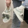 Explosive change niche original bow mint green canvas shoes women's new summer platform versatile casual shoes