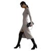 2026 spring new European and American Hepburn style sweater skirt women's lace-up long-sleeved solid color slim-fit dress women