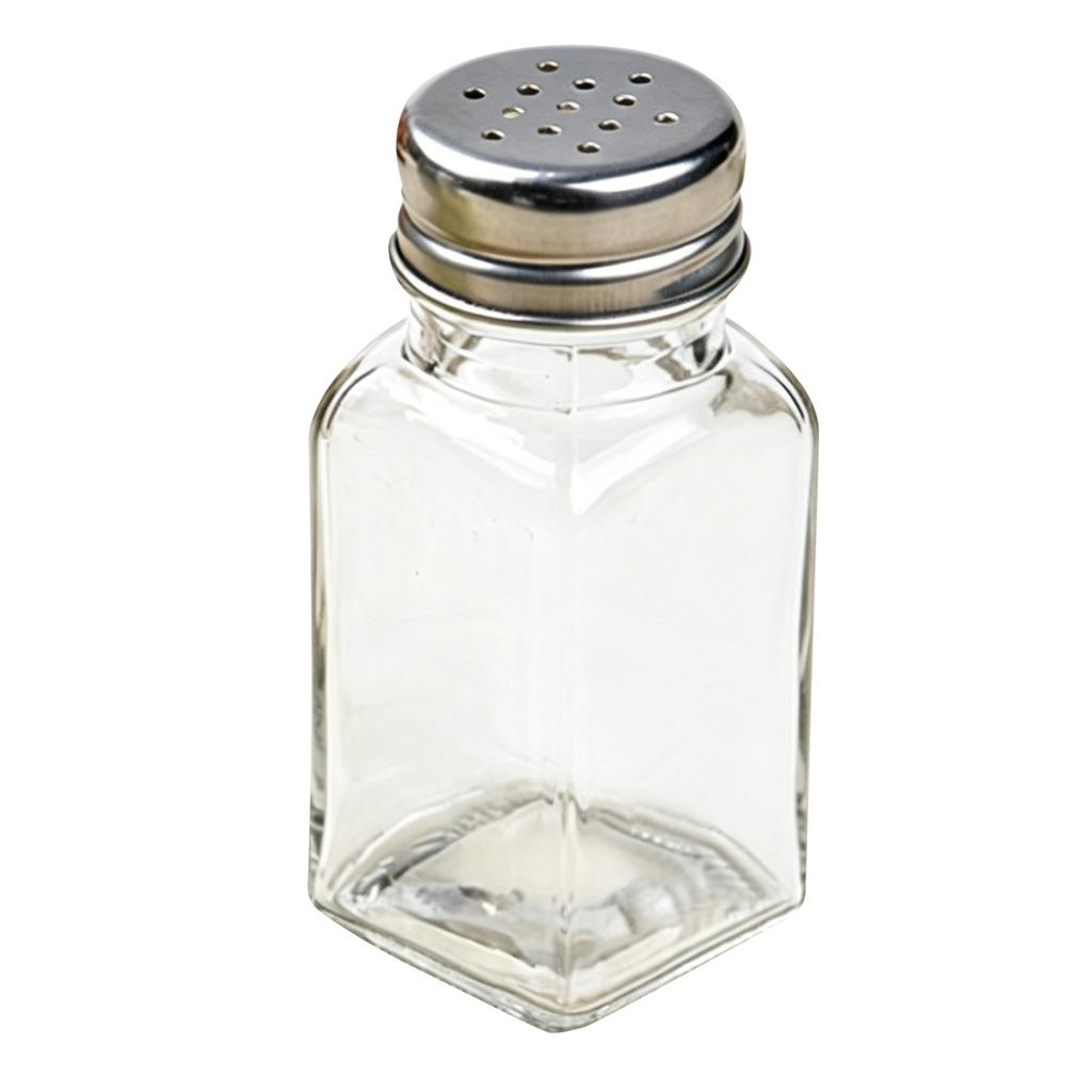 Glass Spice Shaker Bottle with Stainless Steel Screw-On Lid for Kitchen Seasoning Storage and Dispensing