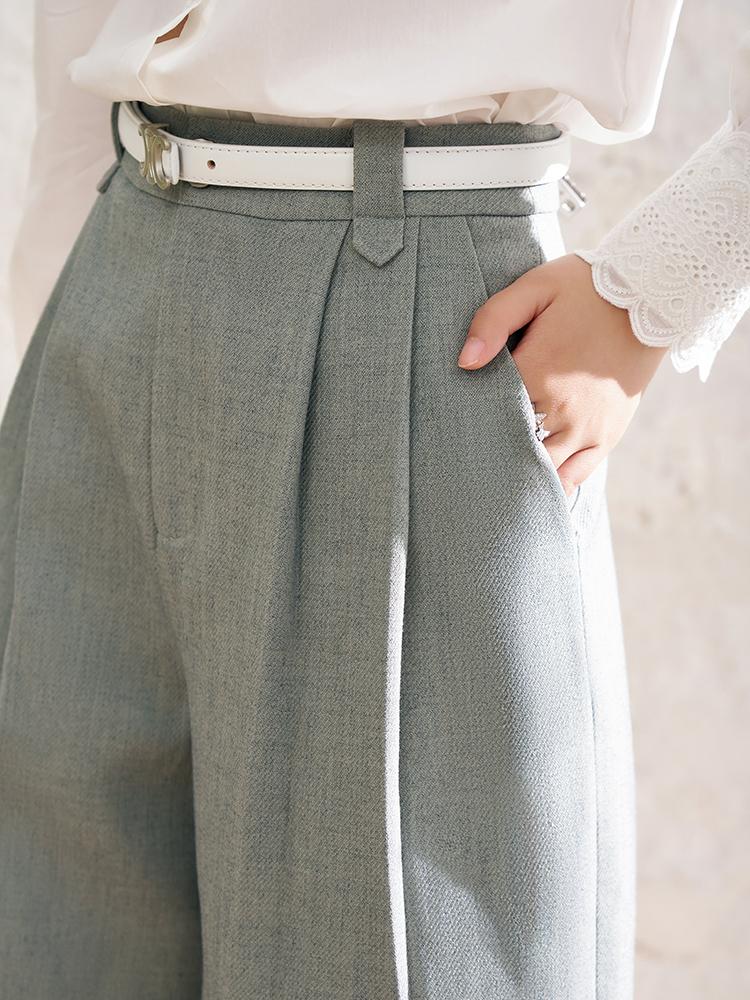 Mishow Damen-Shorts 2024 Neu Pendler Büro Dame Lässig Locker Hohe Taille Alleskönner Mode Knielange Hose MXD12K0586