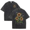 Lift Is Good Beautiful Sunflower Print Washed T Shirts Women Soft Cotton T-Shirt Street Creative Short Sleeve Summer Tops