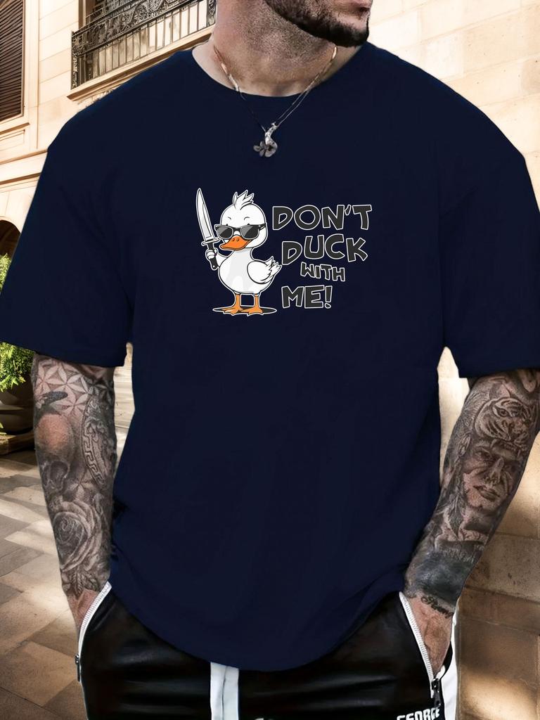Mens DONT DUCK WITH ME Duck Print Cotton TShirt Short Sleeve Relaxed Fit Soft Breathable Classic Casual Daily Wear Trendy Top