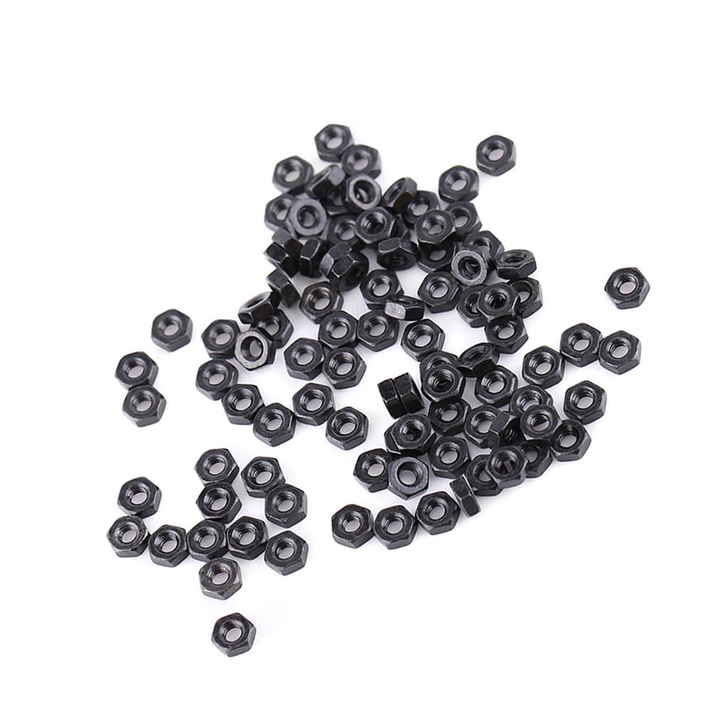 100pcs Din934 M2 M5 Black Zinc Plated Carbon Steel Metric Thread Hex Hexagonal Nuts
