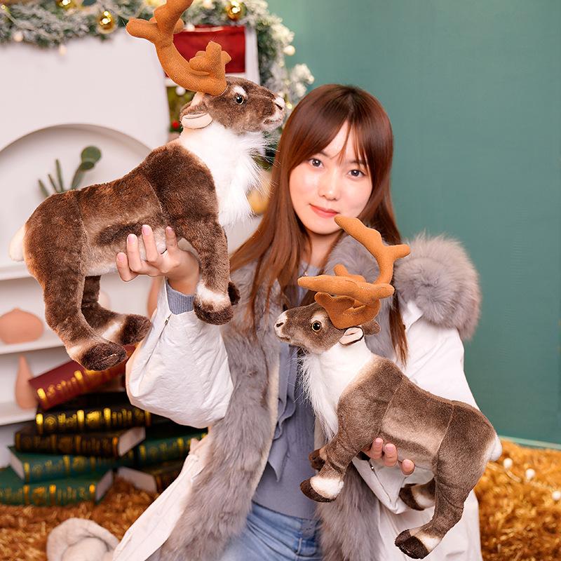 New  35/42cm Simulation Reindeer Plush Toy Christmas Deer Doll Xmas Elk Toy  Merry Christmas New Year Gift for Kids Throw Pillow
