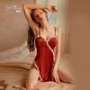 Women's High Slit Padded Cami Sleep Dress with Side Cutout Lace Up Lounge Set