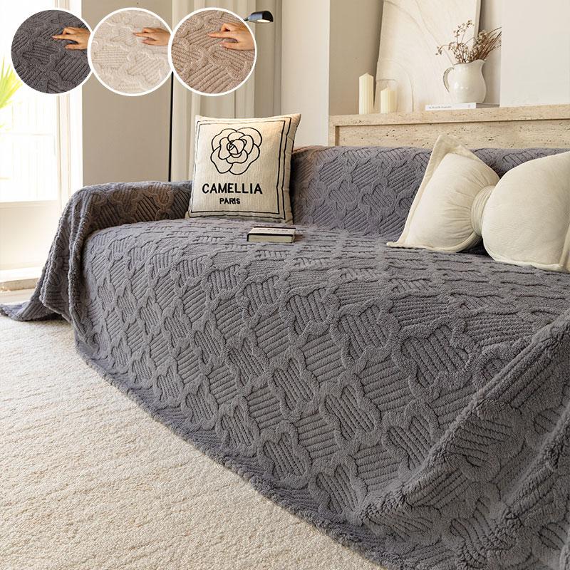 

1PC-Autumn and winter plush sofa towel thickened anti slip all season universal living room sofa towel 180X130cm серый