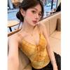 American retro plaid V-neck small suspender women's summer new waist and thin sexy top