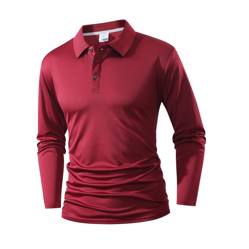 Spring, Autumn and Winter New Polo Shirt Men's Lapel Long Sleeve T-Shirt Top Business Casual