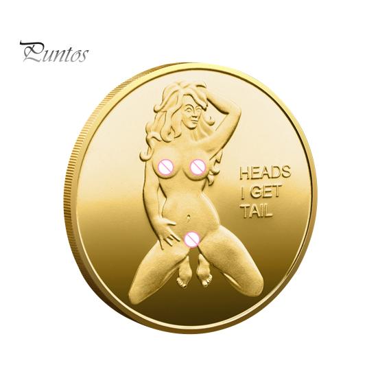 Sexy Women Coin Heads And Tails Date Night Coin Metal Double-Sided Lucky Token Adults Challenge Coin Prank Gift for Men Women Valentine's Day