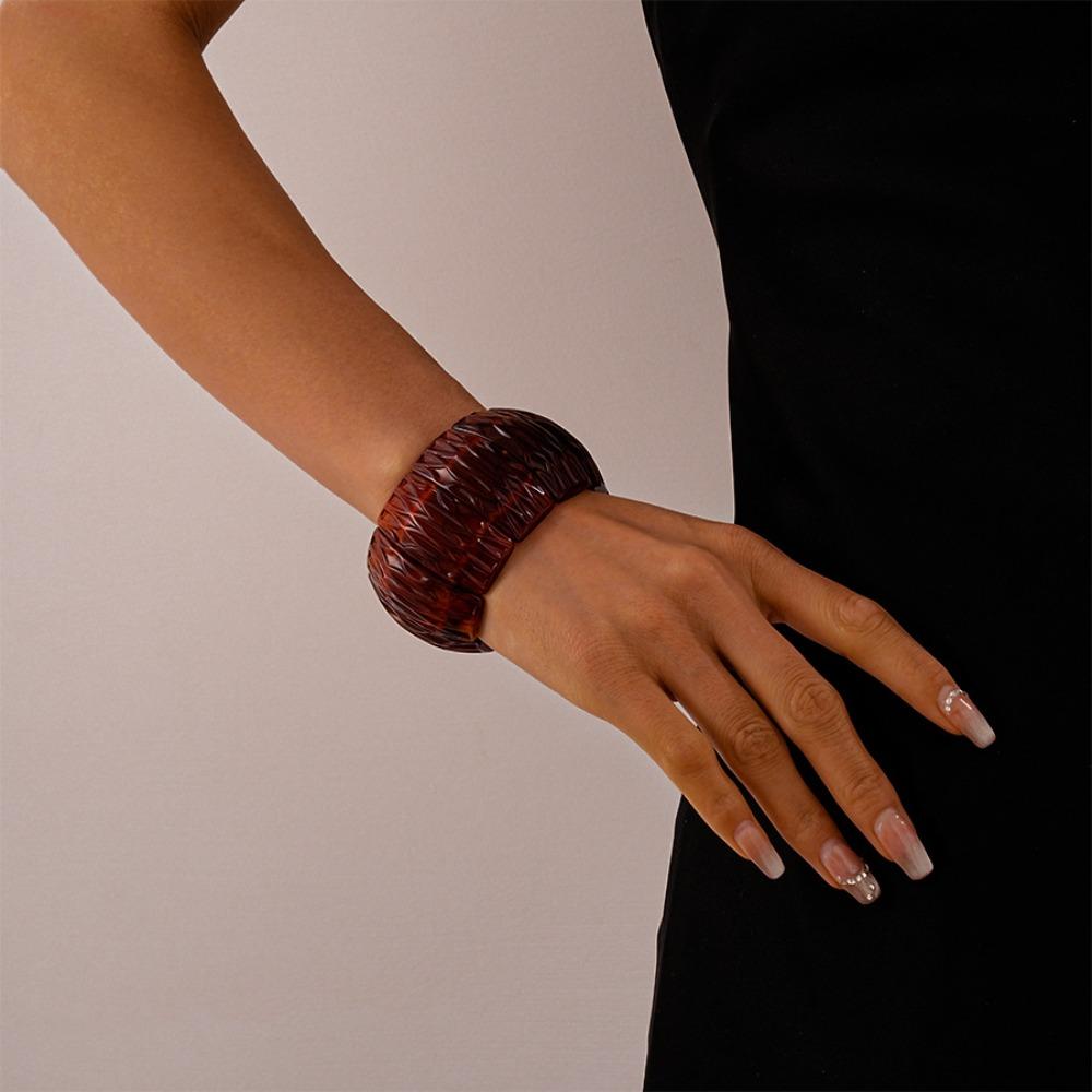 Bohemian Irregular Wide Bracelet Smudging Retro Hand Ring Creative Acrylic Bangle  Friend Gift