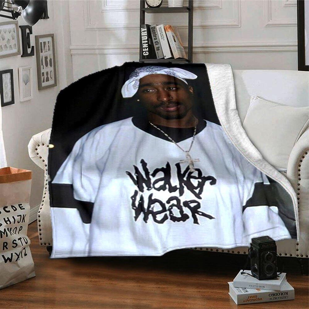 

1pc 2PacHip Hop Blanket Soft Lightweight All Season Multi Purpose Throw for Sofa, Bed, Office & Picnics, French Style with Iconic Album Art & Quotes 80x120cm