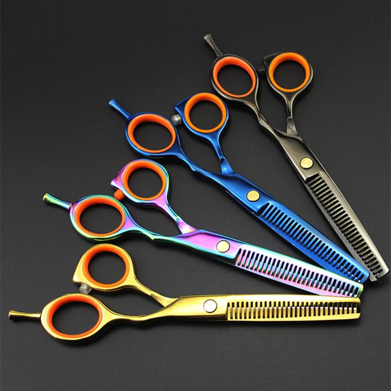 Professional Japan 5.5'' 4 Color Hair Scissors Set Haircut Thinning Barber Makas Cut Scisors Shears Hairdresser Scissors