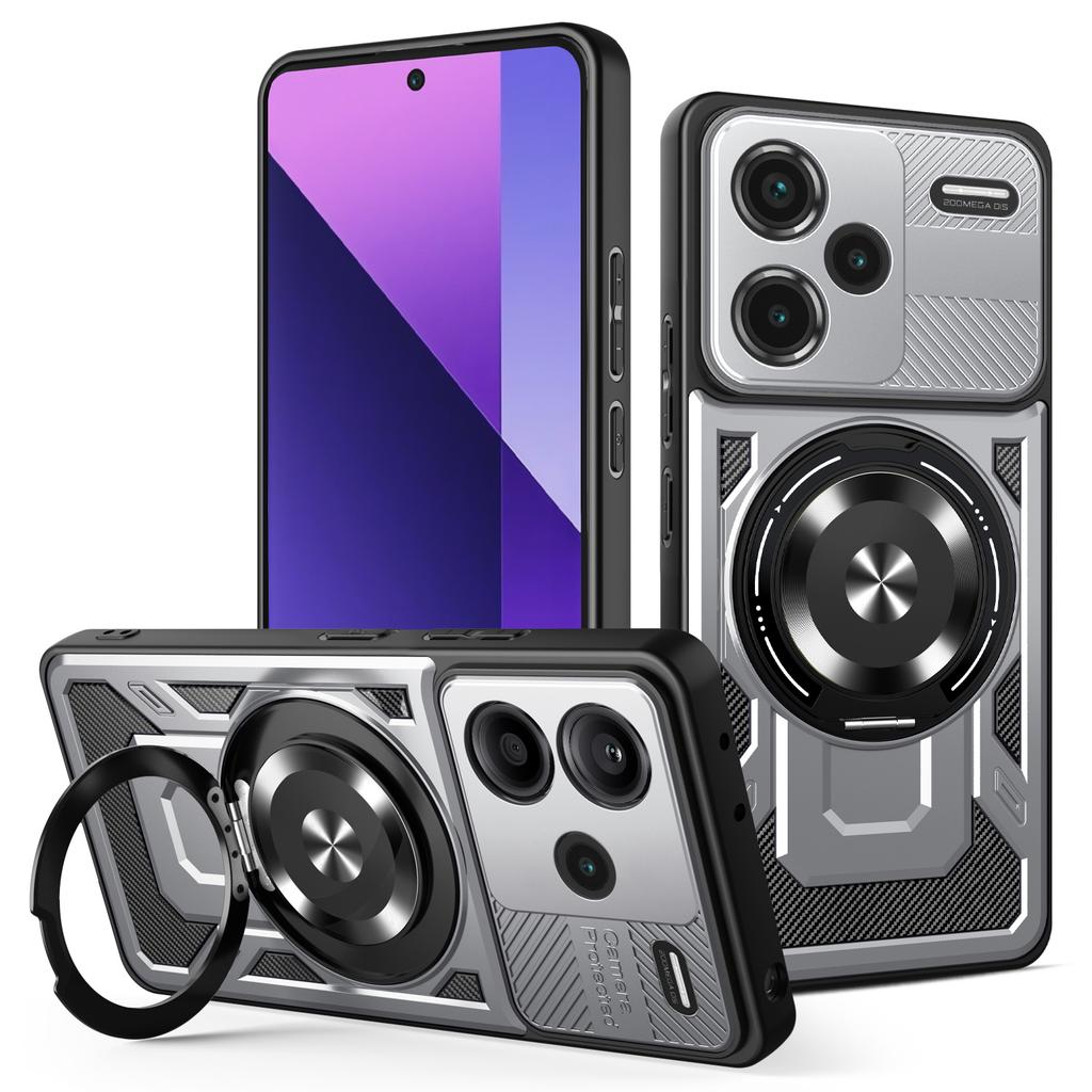 For Xiaomi Redmi Note 13 Pro+ 5G Magnetic Case Rotating Kickstand TPU+PC Phone Cover