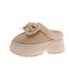 Cotton slippers women's winter fashion bow bag head velvet warm indoor and outdoor wear heightened thick bottom fluffy slippers