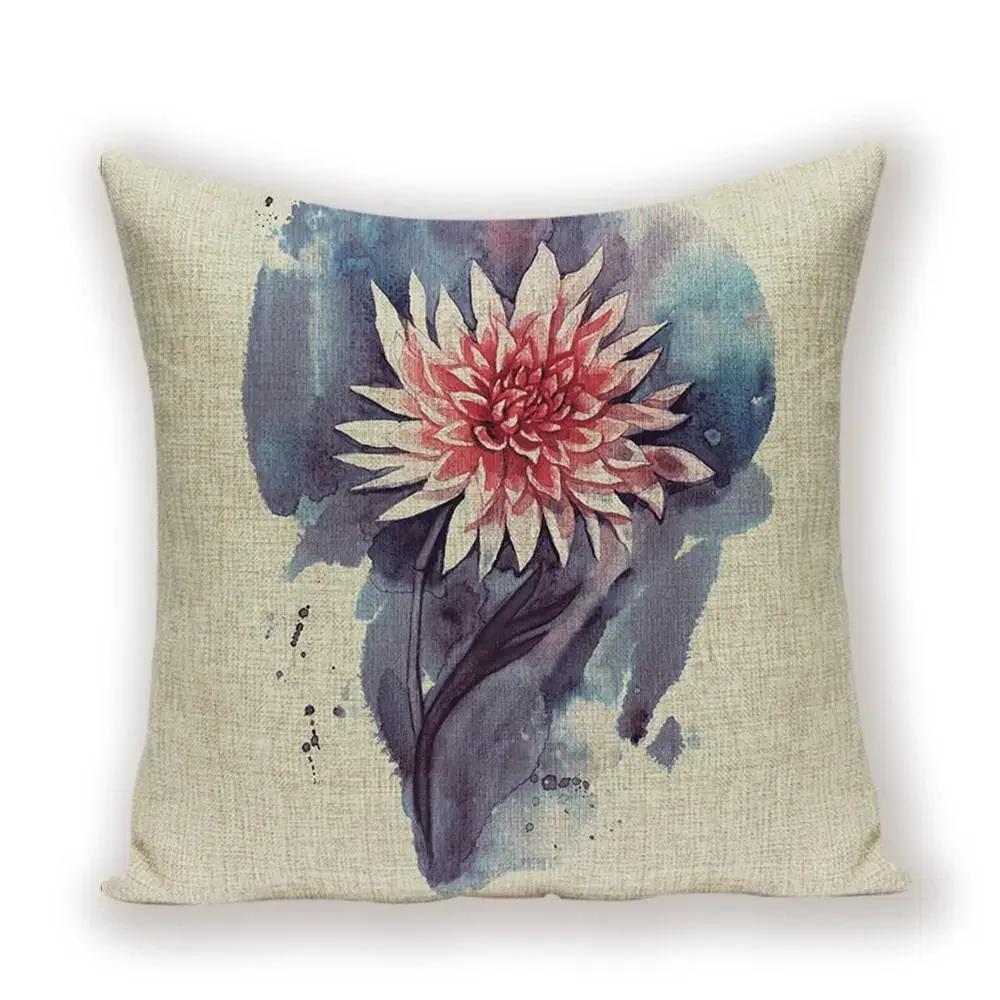 Vintage Floral  Linen Pillow Case Sofa Living Room Seat Car Soft Cushion Cover Home Decorative Pillowcase 45*45cm