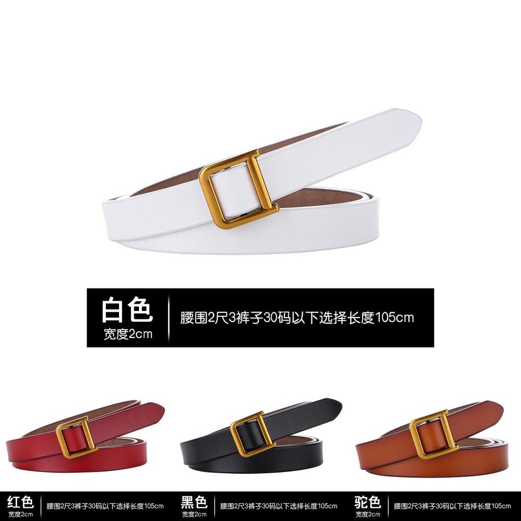 Womens Genuine Leather Slim Belt With Alloy D Buckle For Casual Wear