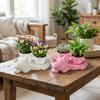 3D Printed Cat-Shaped Flower Pot Cute Animal Mini Potted Plant Jewelry Tray  Indoor/Outdoor Use