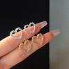 Sweet Personality Irregular Pleated Hollowed-out Heart-shaped Piercing Stud Earrings for Women Korean Fashion Jewelry Accessory