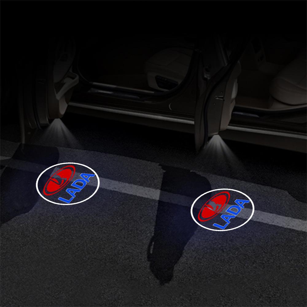 Car LED Car Door Projector Lamp Laser Welcome Courtesy Lights Decoration For Lada Priora Sedan Vesta Largus Granta Niva 4x4 Xray