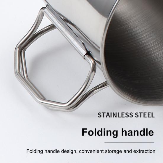 Set de pahare cu mâner pliabil din oțel inoxidabil cu geantă de depozitare ceașcă portabilă cu carabină pentru acasă, în aer liber, camping, cu apă, căni de băutură, pentru drumeții, picnicuri